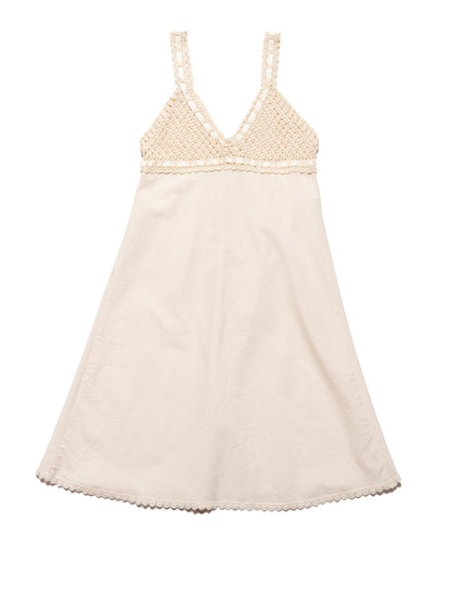 UNIF Vintage Cotton Bodice Crochet Ribbon Midi Dress