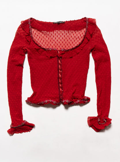 UNIF Vintage Betsy Johnson Red Mesh Scoop Neck Top