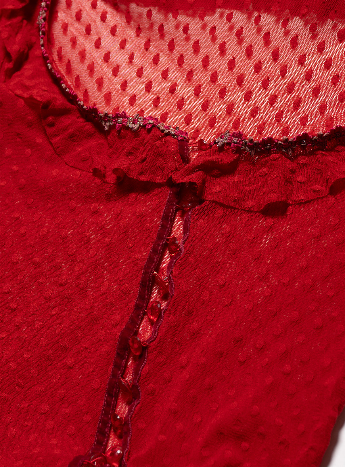 UNIF Vintage Betsy Johnson Red Mesh Scoop Neck Top