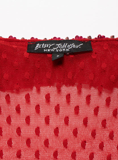 UNIF Vintage Betsy Johnson Red Mesh Scoop Neck Top