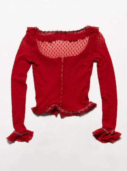 UNIF Vintage Betsy Johnson Red Mesh Scoop Neck Top
