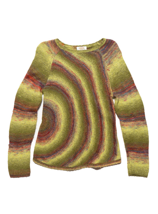 UNIF Vintage Talbots Petites Green Multi-colored Swirling Stripes Sweater