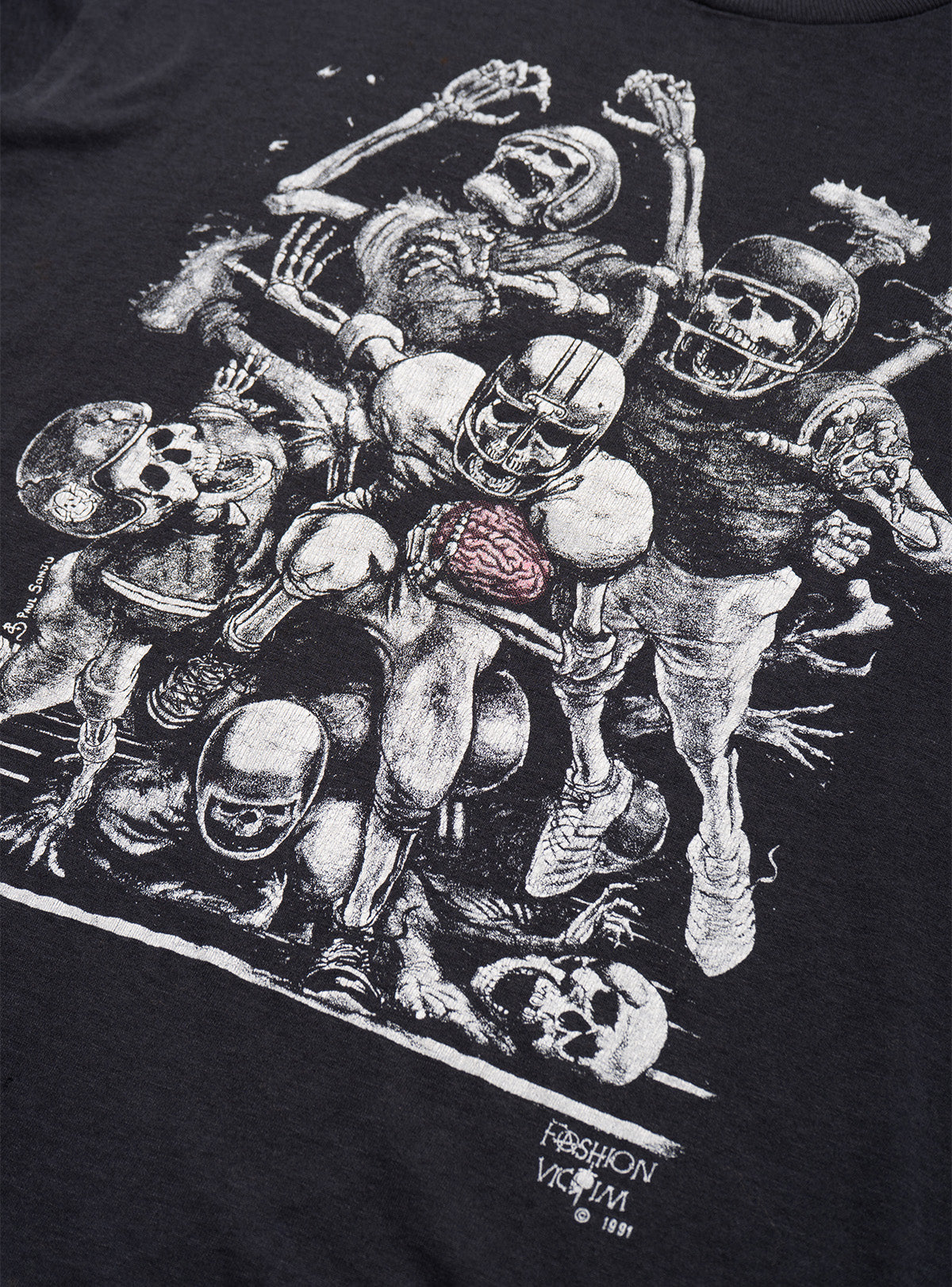 UNIF Vintage Fashion Victim Skeleton Football Tee
