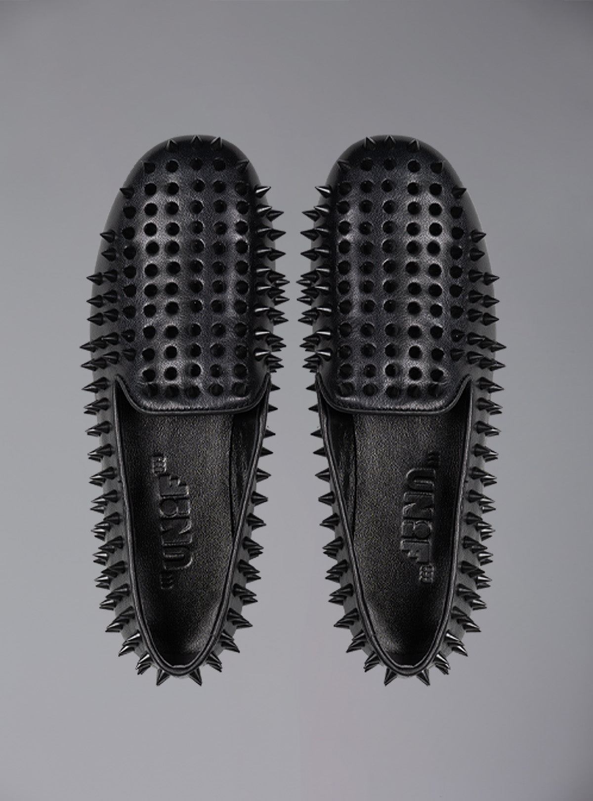 UNIF UNIF Hellraiser spiked slip on loafer in tonal on colorway.